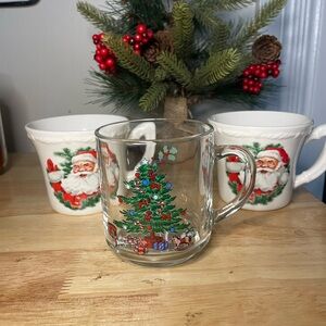 Lot of 3 vintage christmas cups luminarc/usa